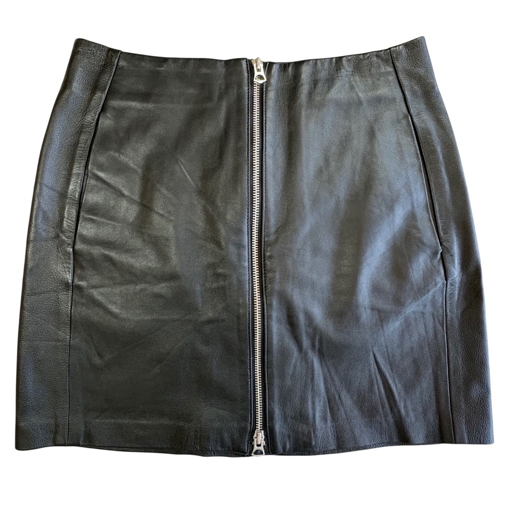Rag & Bone Heidi Leather Mini Skirt Women 26 Black Lambskin Moto Chic Luxury